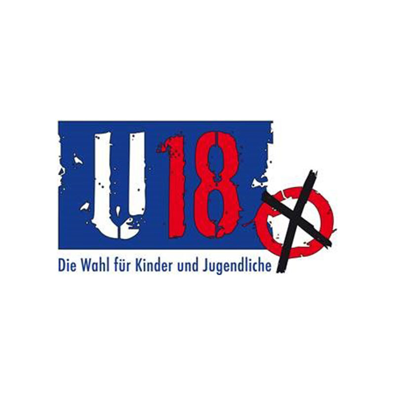 U18 Wahl Logo: Symbol für Jugendwahlrecht und politische Beteiligung unter 18 Jahren.